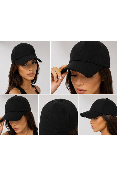 HELMİRA Siyah Düz Baseball Şapka Unisex Ayarlanabilir Cap