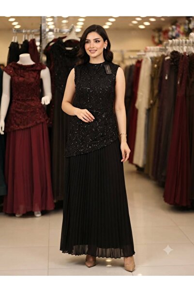 Pyramid masterpieces Black Evening Dress with Sequins