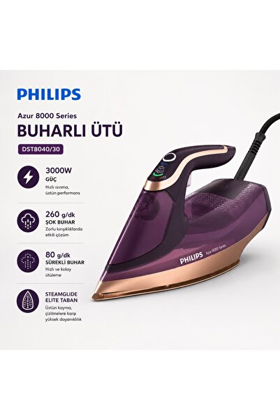 Philips Azur Dst8040/30 8000 Serı 3000w Buhar Utu Kireç Önleme Dikey Ütüleme
