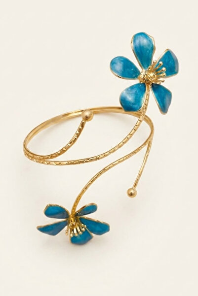 Jaida Moda Women's Floral Figured Sleeve Pazu Bracelet Adjustable