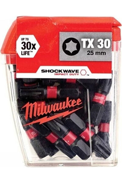 Milwaukee Set de biți de impact Torx Shockwave 30x25mm, Set 25 biți de șurube...