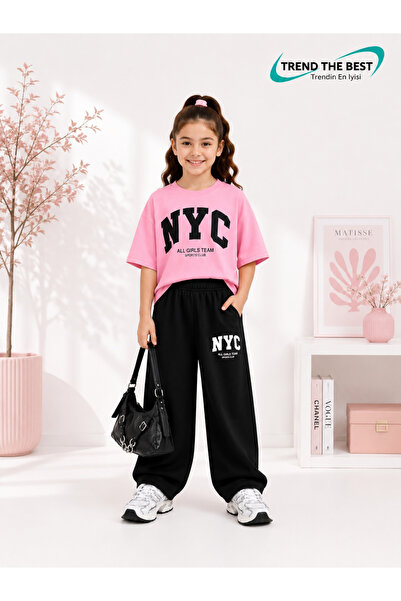 TREND THE BEST Trendin En İyisi Summer Girls Boys Unisex Kids Nyc Printed Bla...