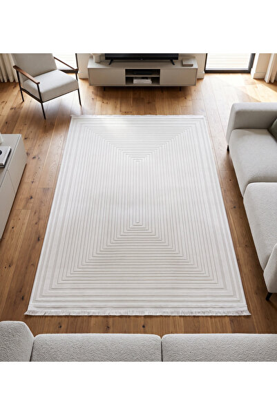 Merinos Arden Serisi %100 Akrilik Modern Katman İçi İçe Çizgili Geometrik Des...