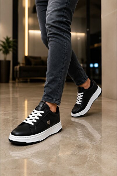 ROYSHOES Black-White Soft-High-Sole Orthopedic Sports Shoes