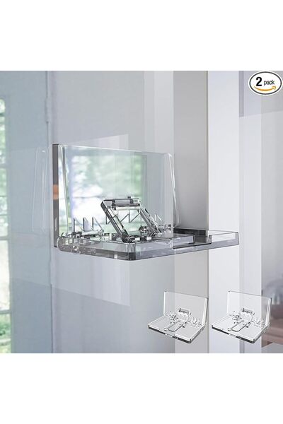 Arabest Sliding Door Lock, Adhesive Safety Stopper, White, 2 Pack