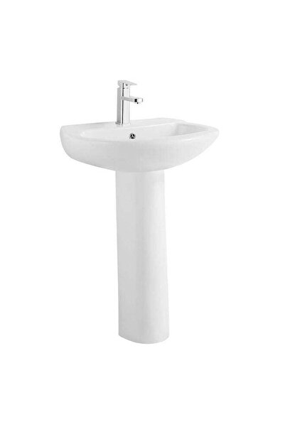 Milano Wash Basin With Pedestal Glazed Ceramic Full Pedestal Wash Basin, Sink...