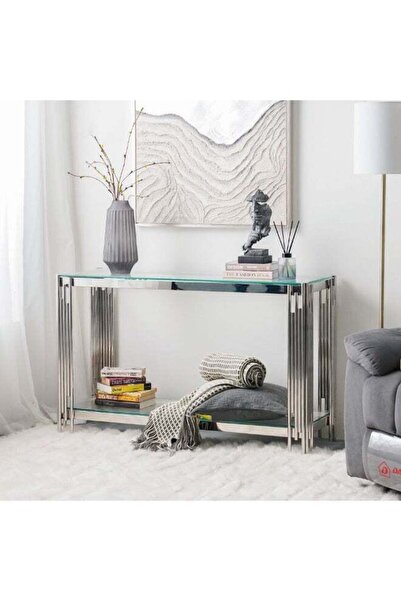 Danube Home Nail Console Table Small Entry Way Console Table Contemporary Gla...