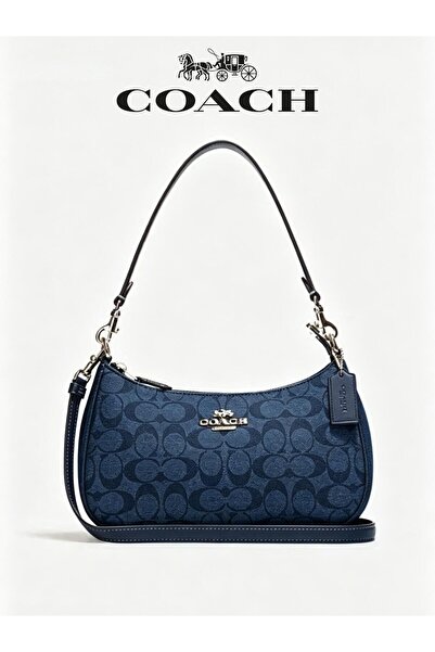Coach New York Shoulder Bag for Women Denim Blue Crossbody bag Handbag Messag...