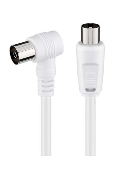 POWERTECH καλώδιο κεραίας RF αρσενικό - RF θηλυκό CAB-V040, γωνιακό, λευκό, 1.5m