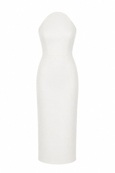 HAZELANNA Atlas Fabric U-Neck White Dress