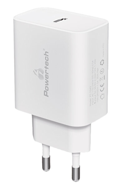 POWERTECH φορτιστής τοίχου PT-1043, USB-C, PD QC3.0, 30W, λευκός