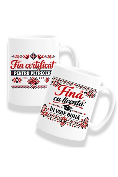 OEM Set 2 cani pentru fini cu mesaj: "Fin certificat pentru petreceri/Fina cu...