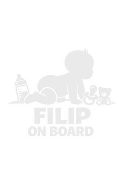 OEM Autocolant decorativ auto  "FILIP LA BORD ", 10cm, Alb