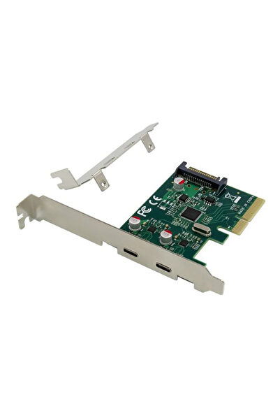 POWERTECH κάρτα επέκτασης PCIe σε 2x USB-C ST614, ASM1142