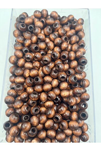 E.B EBRULİ BONCUK 8/10/12 mm Kahverengi Geniş Delikli Ahşap Tahta Boncuk (50 gr)