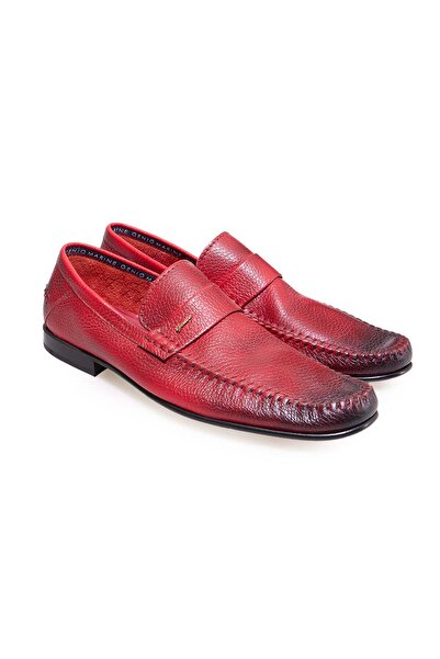 FRANCO CALVANI Red Color Laceless Genuine Leather Leather Sole Men's Shoes