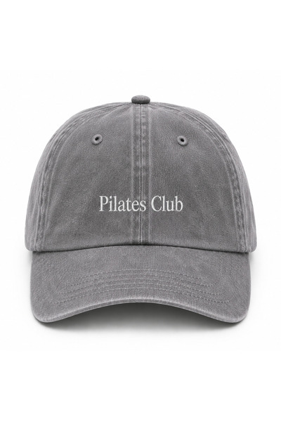 WeavedCo Pilates Club White Embroidered Hat, Pilates Club Vintage Washed Base...
