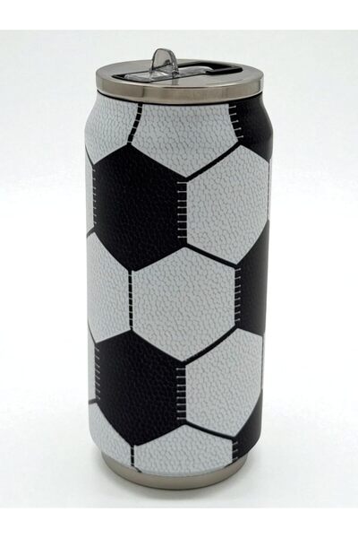 B&D Vacuum Flask, 400ml, Football Design, Black and White, Stainless Steel Can