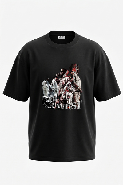 Anetos Kanye West_46 Design Printed Unisex Oversize Black Tshirt