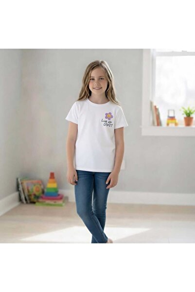 difa kids Girl's Basic T-Shirt Short Sleeve Crew Neck