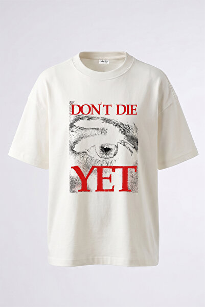 Anetos تي شيرت أبيض مطبوع بتصميم Don't Die Yet للجنسين مقاس كبير