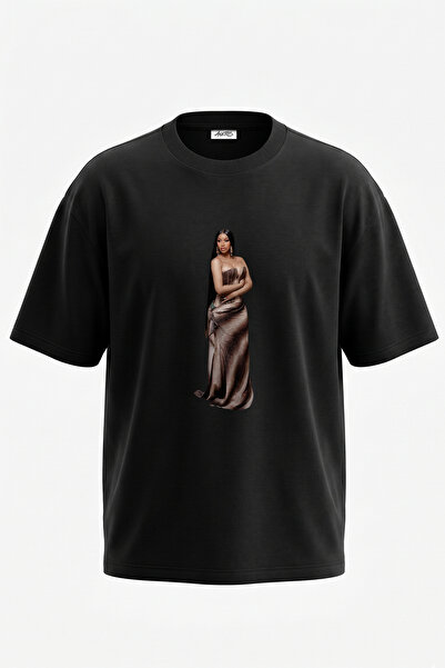 Anetos Cardi B_17 Design Printed Unisex Oversize Black Tshirt