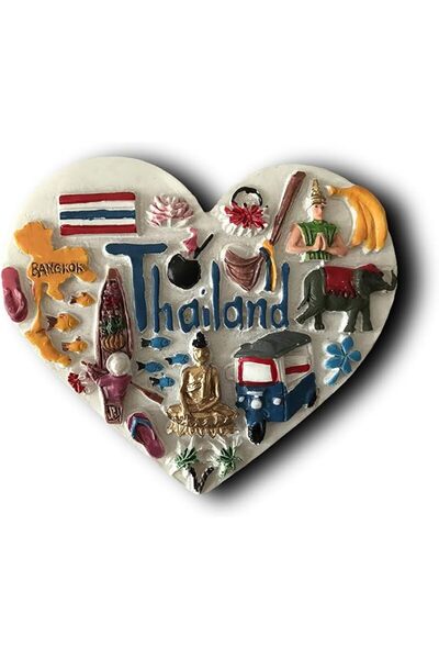 The Bros Magnet Souvenir Thailand 3D Refrigerator ,Heart-Shape Tourist Sticke...
