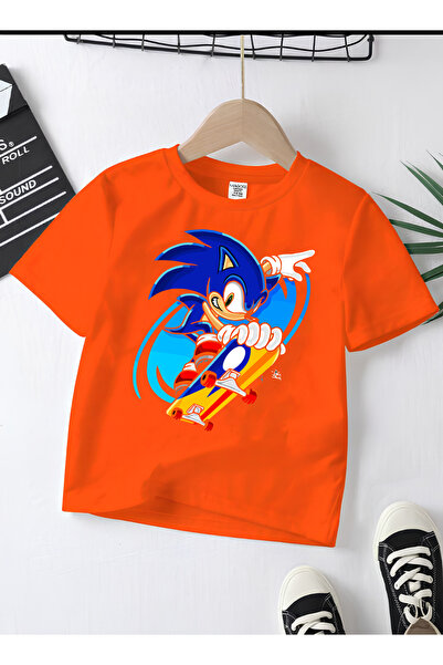 MAGORS تيشيرت للأطفال من SONIC THE HEDGEHOG بطبعة الموسم الجديد وياقة دائرية ...