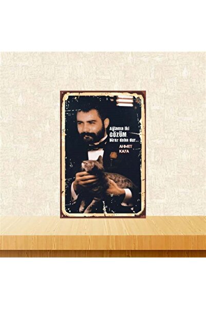 TAKIFİX Ağlama Iki Gözüm Ahmet Kaya Ahşap Retro Poster Ahşap Poster