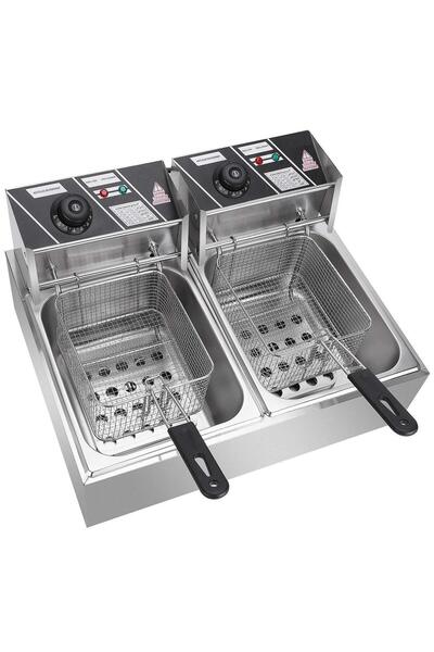 Generic Electric Deep Fryer 12L Dual Tank Stainless Steel Commercial Fast Foo...