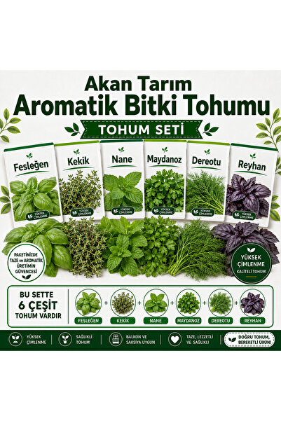 Akan Tarım Aromatik Bitki Tohumu Seti - Fesleğen Kekik Nane Maydanoz Dereotu ...