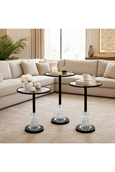 laverahome طقم 3 طاولات أسود خدمة فاخرة – تصميم عصري بلمسة ملكية - 2 |