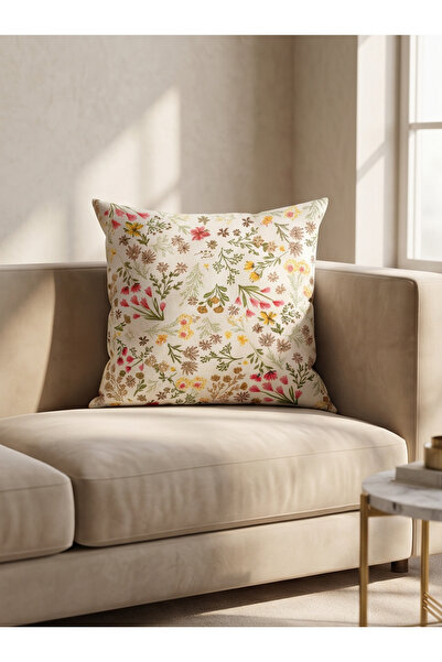 Auriva HOME 2’li Rengarenk Çiçek Desenli (Pembe) Kırlent Kılıfı 40x40