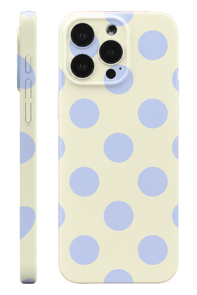 WANNA PROTECT iPhone 14 Pro Max Mavi Puantiye Protect Slim Parlak Tam Kaplaya...