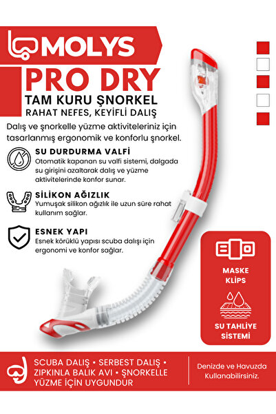 MOLYS PRO FULL DRY ŞNORKEL TAM KURU PROFESYONEL DALIŞ ŞNORKELİ