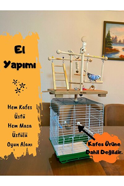 Ciko Kafes Hem Masa Üstülü Hem Kafes Üstülü Sade Kuş Oyun Alanı