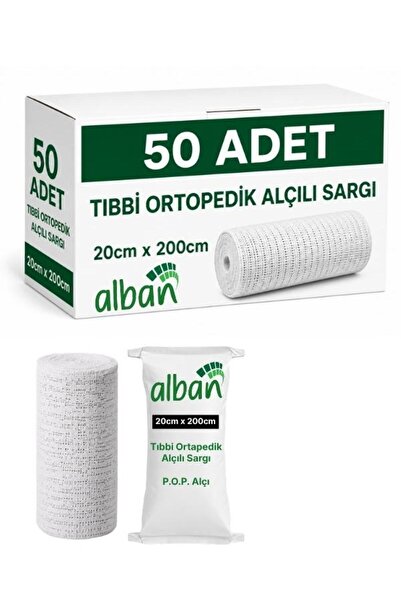 Alban Alçılı Sargı Bezi 20 cm x 2 m Ortopedik Medikal Alçı Bandaj POP Toptan ...