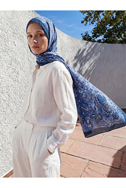LC Waikiki Blue Patterned Women's Shawl