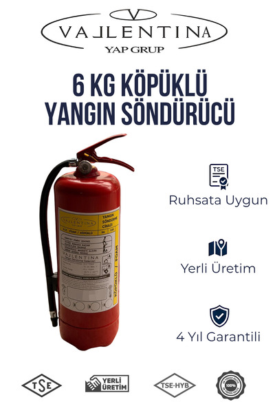 VALLENTİNA 6 KG KÖPÜKLÜ YANGIN SÖNDÜRME CİHAZI TSE-HYB/CE BELGELİ(RUHSATA UYGUN)