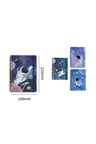 idei Cosmic Themed A5 Spiral Notebook with Elastic Band, Portable Notebook wi...