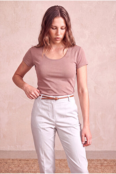 WESTMARK LONDON Women's Pink 100% Viscose Regular Fit Wide Round Neck Short S...