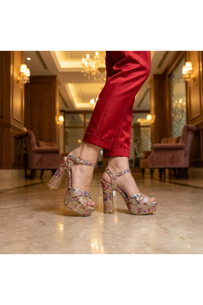 Letafia Valley Ethnic Pattern Glittery Platform Shoes