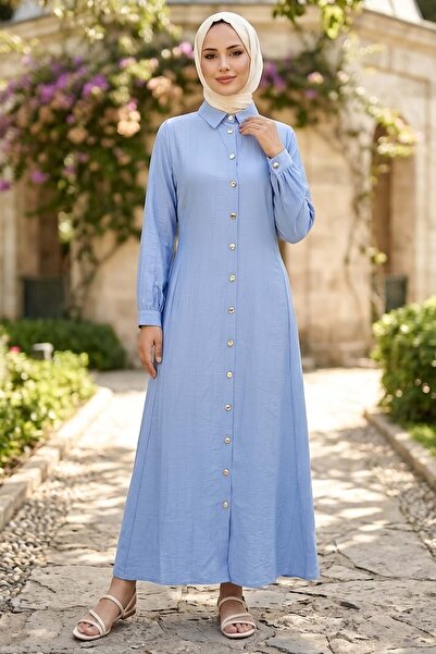 TOFİSA Φόρεμα με δέσιμο στη μέση Baby Blue - 28648-BEBE-MAVI