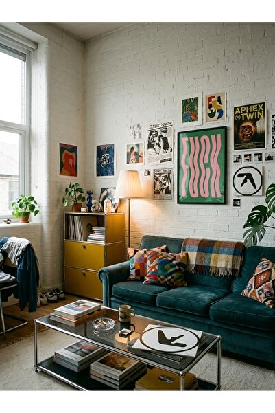 LunaRe Home Art&Design Modern Minimal Soyut Bohem Ahşap Çerçeveli Tablo Çerçe...