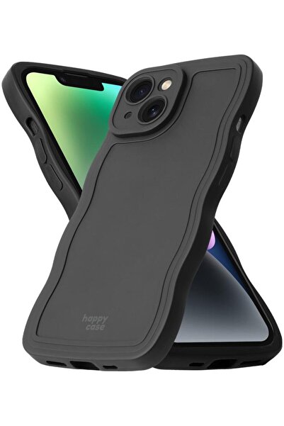 HappyCase Θήκη iPhone 14 Wavy Σιλικόνης - Black