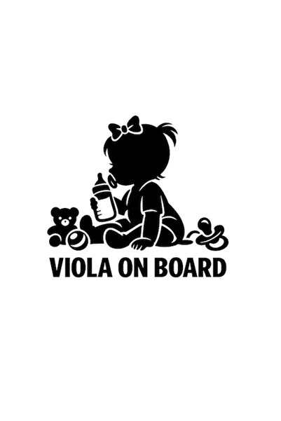 OEM Autocolant decorativ auto  "VIOLA ON BOARD ", 10cm, Negru