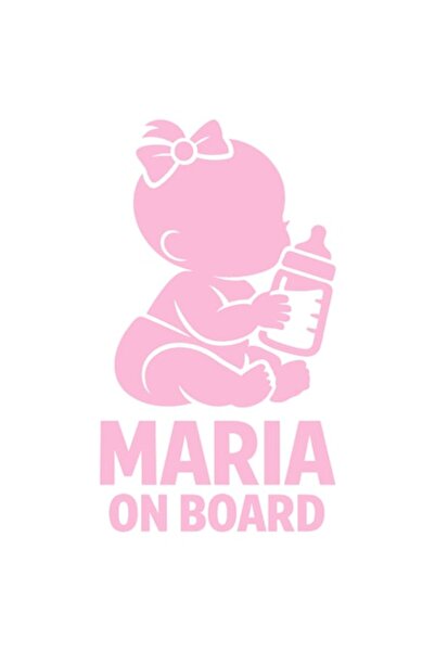 OEM Autocolant decorativ auto  "MARIA LA BORD ", 10cm, Roz