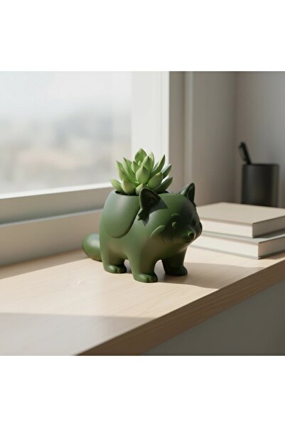 OEM Mini Ghiveci Decorativ Model Panda Imprimat 3D - Olive green compozit mat