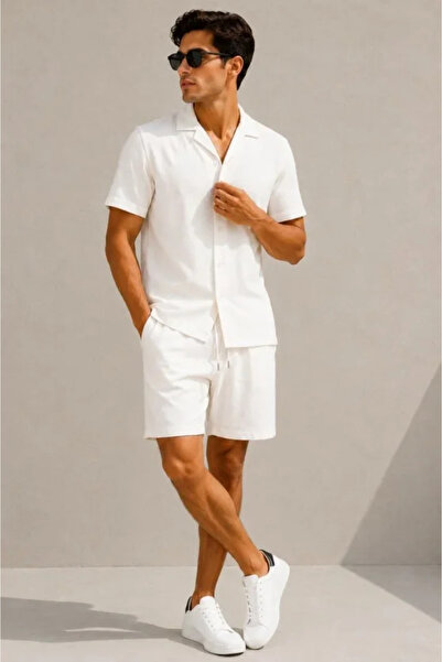 Modayakamoz Men's Crepe Fabric Breathable Short Sleeve Shirt Pocket Shorts To...
