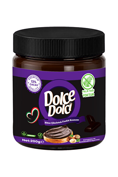 Dolce Dolci BİTTER ÇİKOLATALI VEGAN FINDIK KREMASI 200 GR